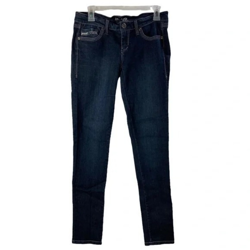 Bebe Jeans Rhinestone Pocket Skinny Jeans Y2K Glam Dark Wash‎ Size 29